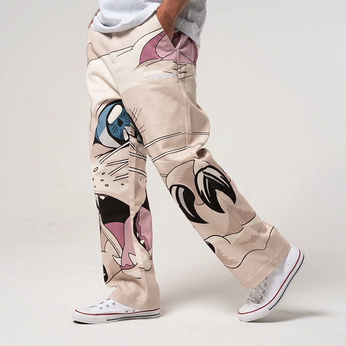 Брюки RIPNDIP Metal Claw Wide Leg Pants Bone